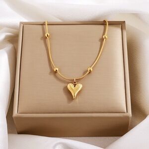 Gold Heart Pendant Necklace - Women Jewelry